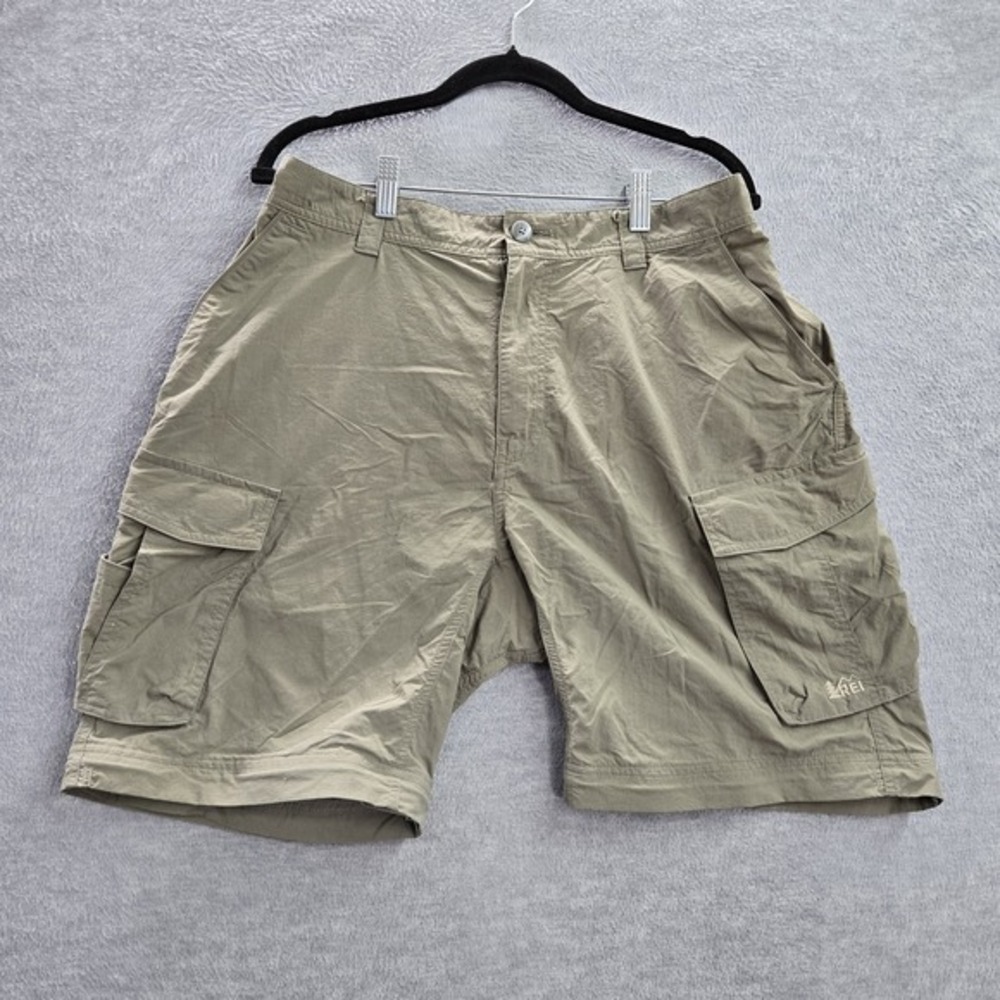 REI Men Shorts L Brown Cargo Nylon Polyester Logo Embroidery Outdoor Hiking